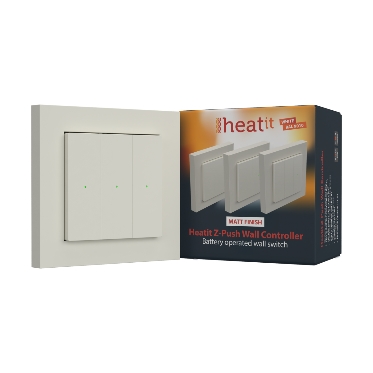 Heatit - Z-Push Veggkontroller - Hvit 9010