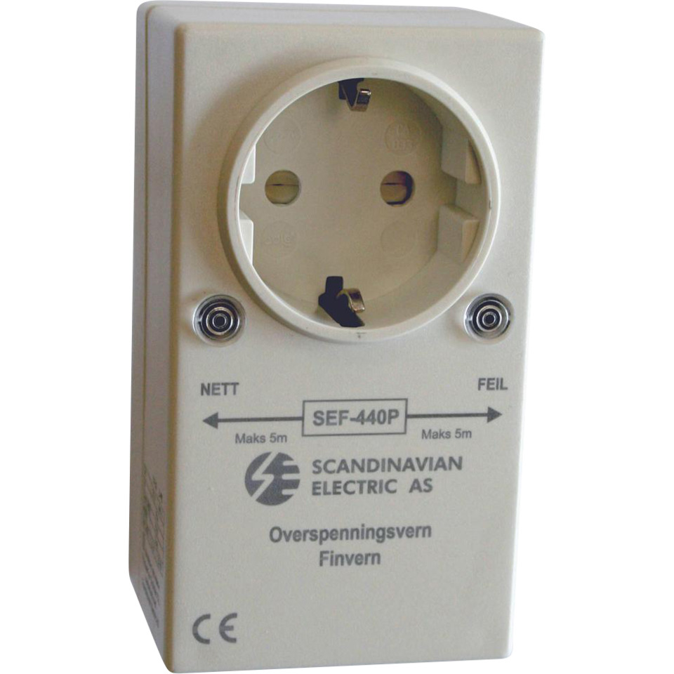 Overspenningsvern SEF-440P Pluggbart finvern for stikkontakt Overspenningsvern SEF-440P Pluggbart finvern for stikkontakt