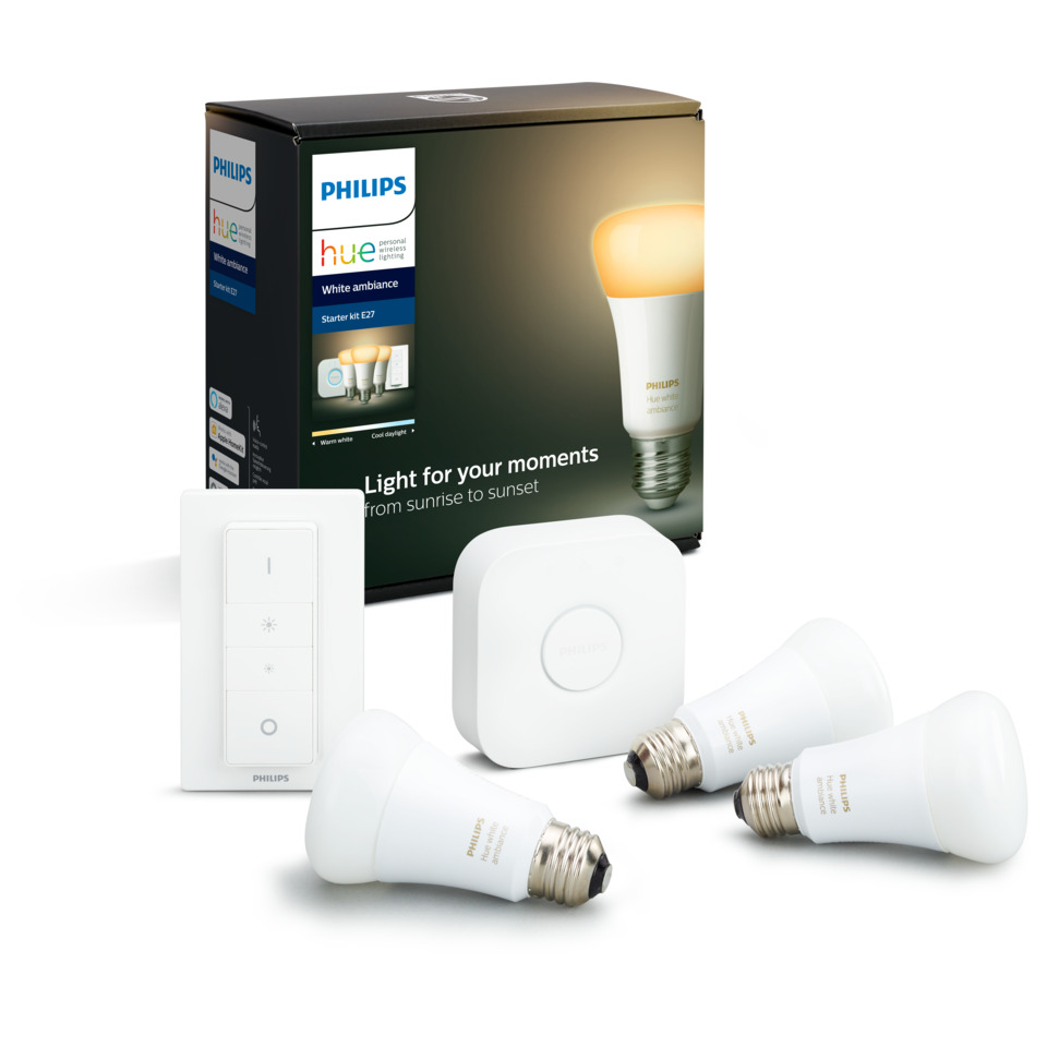 Philips Hue WA E27 Lyskilde A19 8.5W Startsett Philips Hue WA E27 Lyskilde A19 8.5W Startsett