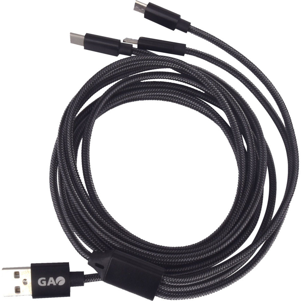 USB ladekabel 3i1 lightning+micro+ type C 2m 2M 3 i 1 ladekabel | FINN.no