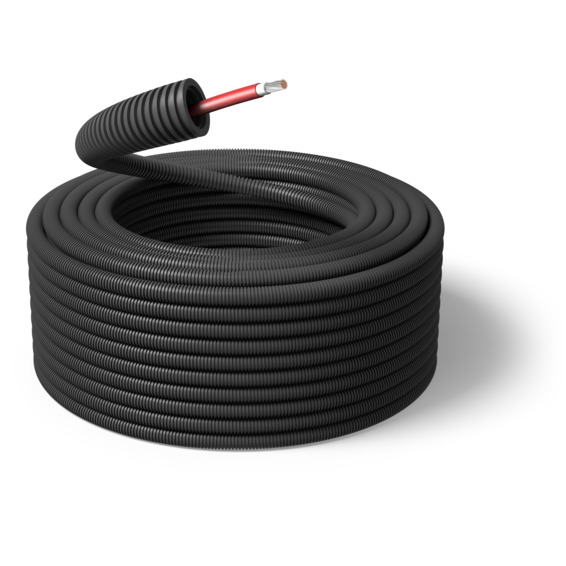 Ferdigtrukket K-rør 16/Solcellekabel 1x6mm² Rød 100m