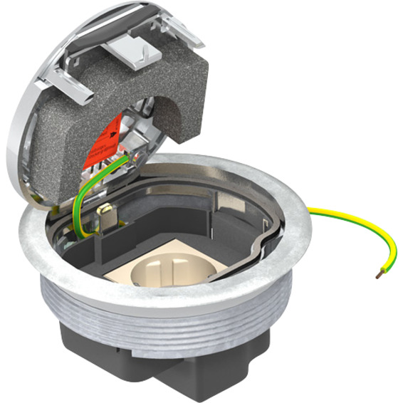 Gulvboks For Innfelling Enkel Stikk GESRC2USB Forkrommet Gulvboks For Innfelling Enkel Stikk GESRC2USB Forkrommet