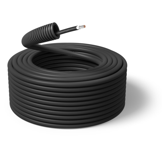 Ferdigtrukket K-rør 16/Solcellekabel 1x6mm² Sort 100m