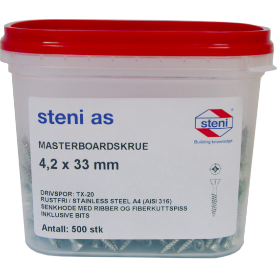 Skrue for Masterboard 4,2X33/10mm Rustfri 500 pk Skrue for Masterboard 4,2X33/10mm Rustfri 500 pk