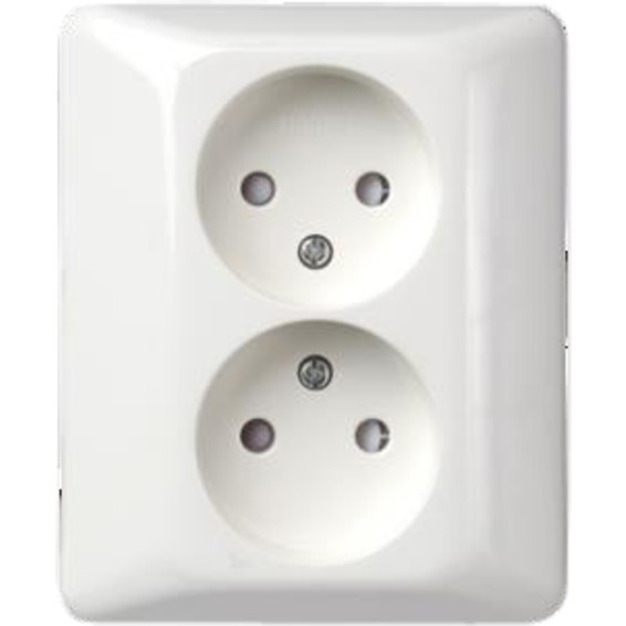 Stikkontakt Dobbel Innfelt RS1051 PT Polarhvit Stikkontakt Dobbel Innfelt RS1051 PT Polarhvit