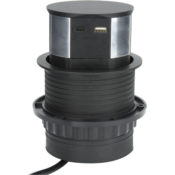 Namron Pop-Up Strømsøyle 3 Stikk 2 USB (A+C) Lav