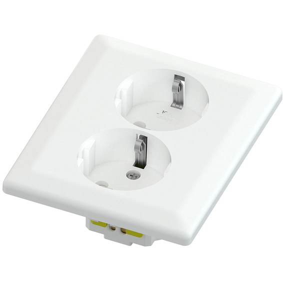 Namron Classic stikkontakt dobbel innfelt jord Lav hvit