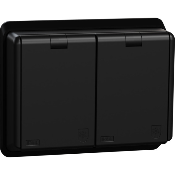 Dobbel stikk IP44 m/j I RS Sort Elko