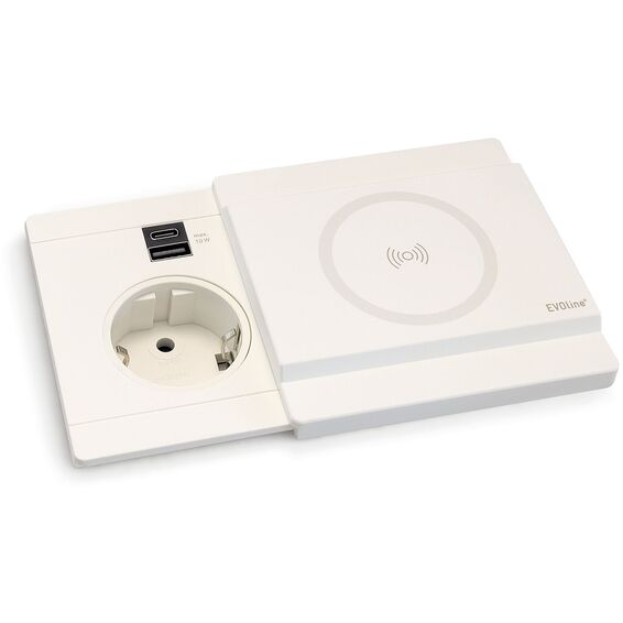 EVOline Circle80 Slide Qi 1x stikk USB-A/C Hvit
