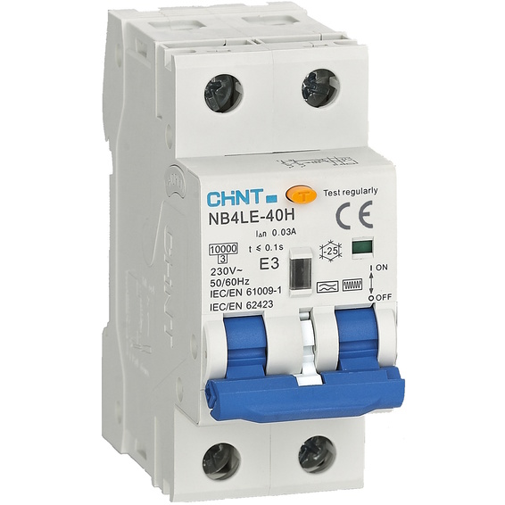 Jordfeilaut elektronisk Type F 2pol 20A B-kar 30mA 10kA