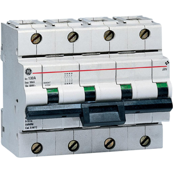 Effektbryter HTI 104 C 100A 4-Pol Modulær 10kA Effektbryter HTI 104 C 100A 4-Pol Modulær 10kA
