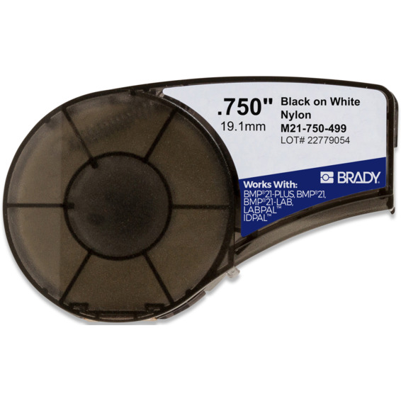 Brady M210 Nylon tape 19,05mm Sort på Hvit