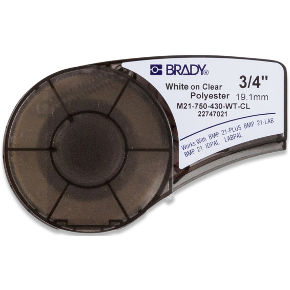 Brady M210 Polyester tape 19,05mm Hvit på Klar