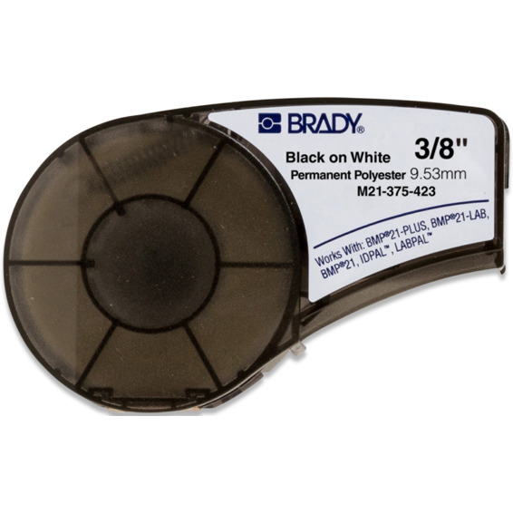 Brady M210 Polyester tape 9,5mm Sort på Hvit