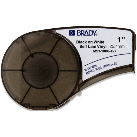 Brady M210 Selv-lam. tape 25,4mm Sort på Hvit