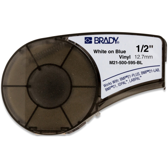 Brady M210 Vinyl tape 12,7mm Hvit på Blå