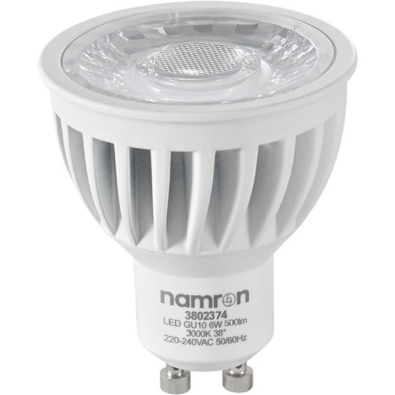 Namron LED Pære 6W 3000K hvit GU10