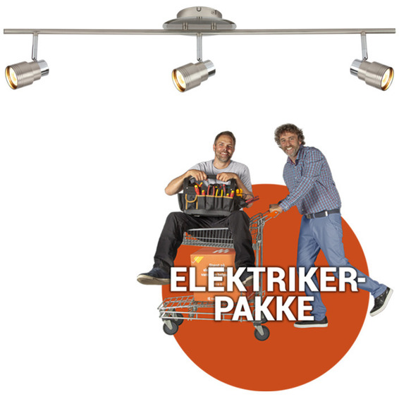 Ferdig montert lampe - Pluto 3 spot børstet stål Ferdig montert lampe - Pluto 3 spot børstet stål