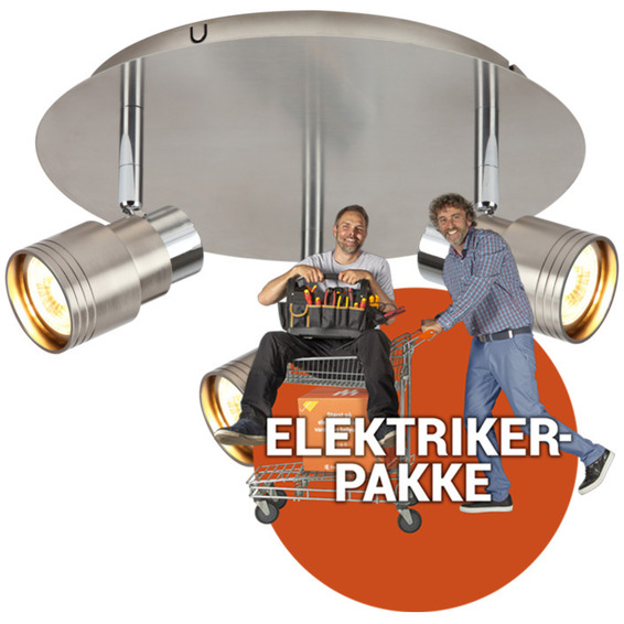 Ferdig montert lampe - Pluto 3 spot rund Børstet stål Ferdig montert lampe - Pluto 3 spot rund Børstet stål