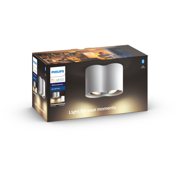 Philips Hue WA Pillar Dobbel Spot 2x5.5W Hvit ink dim Philips Hue WA Pillar Enkel Spot 5.5W Hvit