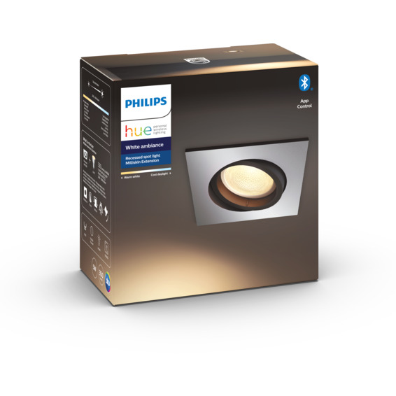Philips Hue WA Milliskin Firkantet Downl 5.5W Alu Philips Hue WA Milliskin Firkantet Downl 5.5W Alu