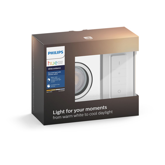 Philips Hue WA Milliskin Firkantet Downl. 5.5W Hvit ink dim Philips Hue WA Milliskin Firkantet Downl. 5.5W Hvit ink dim