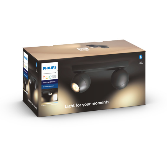 Philips Hue WA Buckram Taklampe 2x5.5W Sort ink dim Philips Hue WA Buckram Taklampe 2x5.5W Sort ink dim
