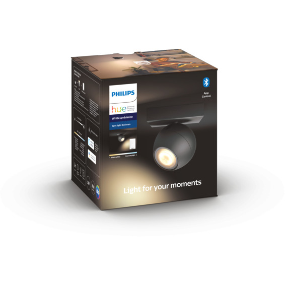 Philips Hue WA Buckram Tak/Vegglampe 5.5W Sort ink dim Philips Hue WA Buckram Tak/Vegglampe 5.5W Sort ink dim
