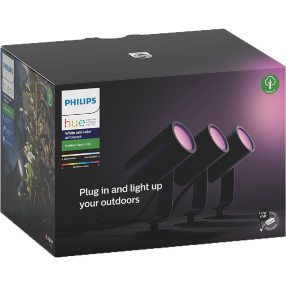 Philips Hue WCA Lily Hagebelysning 3x8W Sort Startsett Philips Hue WCA Lily Hagebelysning 3x8W Sort Startsett