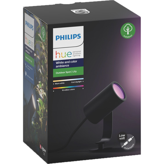 Philips Hue WCA Lily Hagebelysning 1x8W Sort Utvidelse Philips Hue WCA Lily Hagebelysning 1x8W Sort Utvidelse