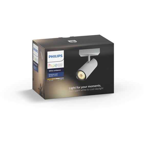 Philips Hue WA Buratto Enkel Spotlight Hvit 5.5W u/fjern Philips Hue WA Buratto Enkel Spotlight Hvit 5.5W u/fjern