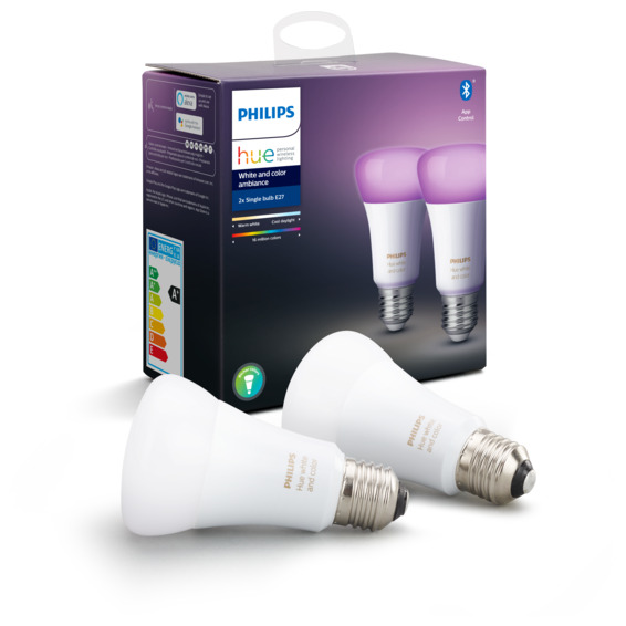 Philips Hue WCA E27 Lyskilde A60 9W 2pk BLT Philips Hue WCA E27 Lyskilde A60 9W 2pk BLT