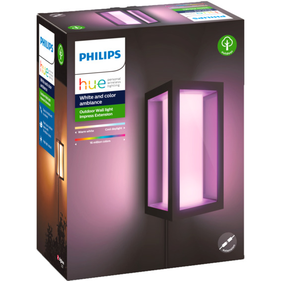 Philips Hue WCA Impress Vegglampe 1x8W Sort Philips Hue WCA Impress Vegglampe 1x8W Sort