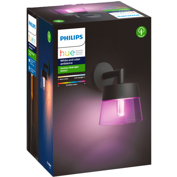 Philips Hue WCA Attract Vegglampe 1x8W Sort Philips Hue WCA Attract Vegglampe 1x8W Sort