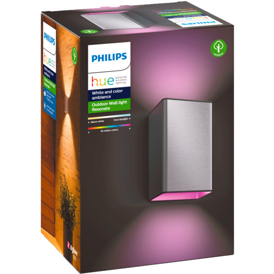 Philips Hue WCA Resonate Vegglampe 2x8W Rustfritt stål Philips Hue WCA Resonate Vegglampe 2x8W Rustfritt stål