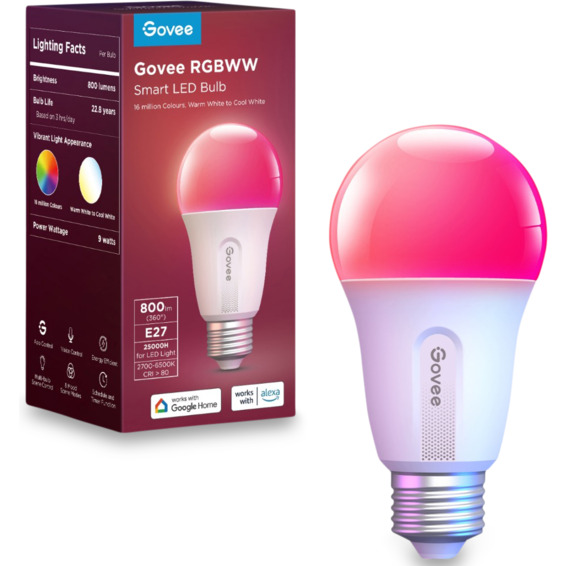 Govee WIFI + Bluetooth Smart pære E27, 800lm