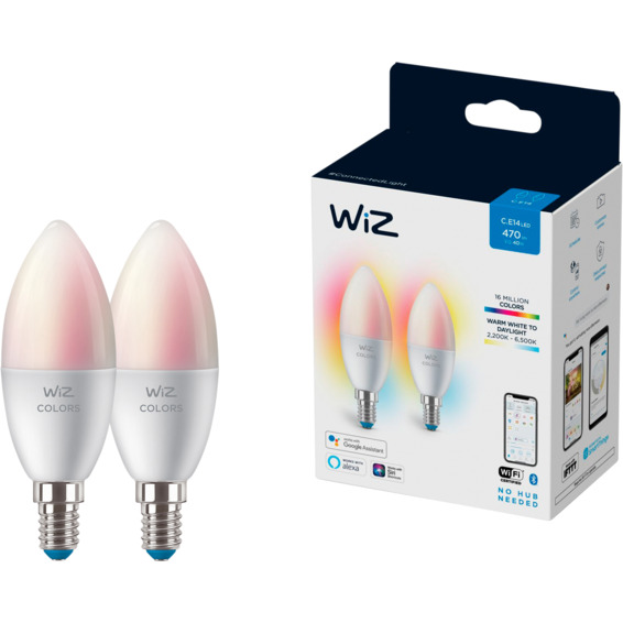 WiZ Lyskilde WCA 4,9W C37 E14 WiFi 2pk