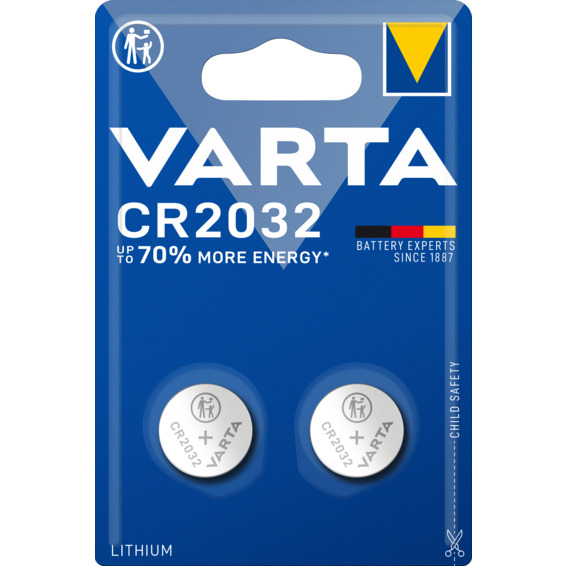 Batteri Varta CR2032 Lithium 3V 2-PK Batteri Varta CR2032 Lithium 3V 2-PK