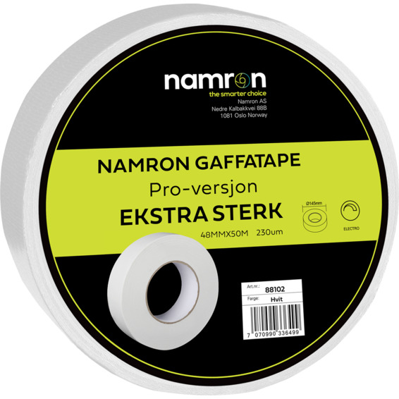 Namron gaffatape 48mmx50m hvit Pro
