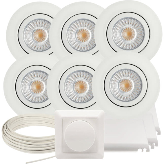 Komplett Alto Tilt LED Downlightpakke Matt Hvit 6 pk Komplett Alto Tilt LED Downlightpakke Matt Hvit 6 pk