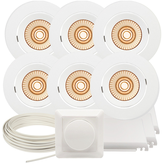 Komplett Alfa Reflektor LED WD Downlightpakke Matt Hvit 6 pk Komplett Alfa Reflektor LED WD Downlightpakke Matt Hvit 6 pk