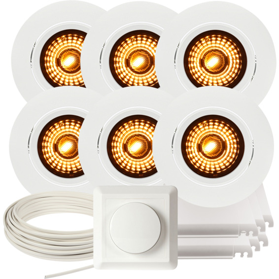 Namron Downlightpakke Alfa WarmDim Matt Hvit 6 pk