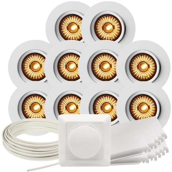 Komplett Alfa WarmDim Downlightpakke Matt Hvit 10 pk Komplett Alfa WarmDim Downlightpakke Matt Hvit 10 pk