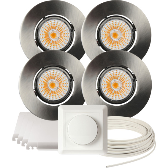 Komplett Altea Tilt LED Downlightpakke Børstet Stål 4 pk Komplett Altea Tilt LED Downlightpakke Børstet Stål 4 pk
