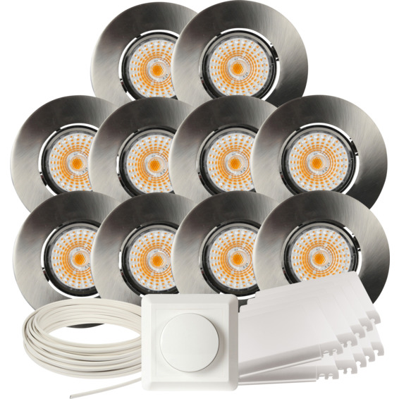 Komplett Altea Tilt LED Downlightpakke Børstet Stål 10 pk Komplett Altea Tilt LED Downlightpakke Børstet Stål 10 pk