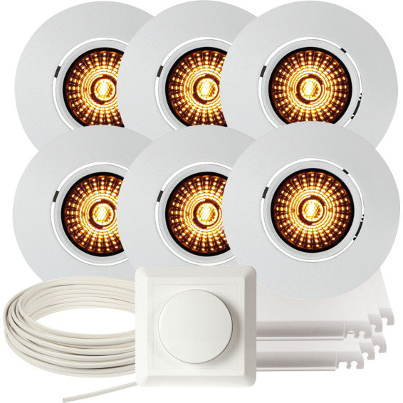 Komplett Altea Tilt WarmDim Downlightpakke Matt Hvit 6 pk Komplett Altea Tilt WarmDim Downlightpakke Matt Hvit 6 pk