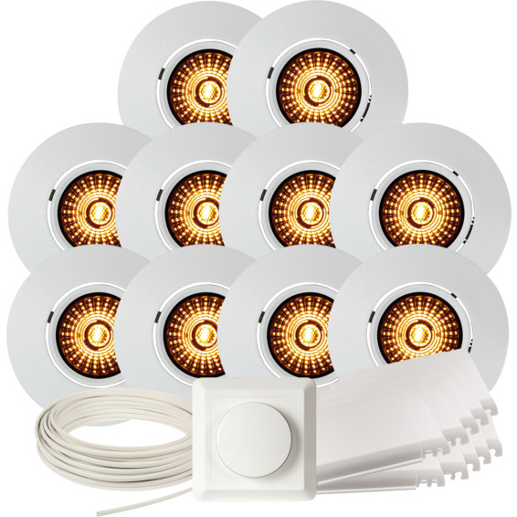 Komplett Altea Tilt WarmDim Downlightpakke Matt Hvit 10 pk Komplett Altea Tilt WarmDim Downlightpakke Matt Hvit 10 pk