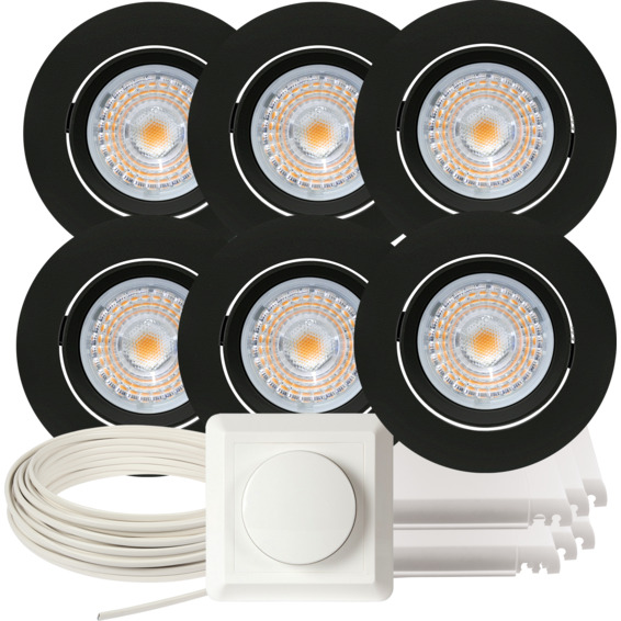 Namron Downlightpakke Alfa LED Matt Sort 6 pk