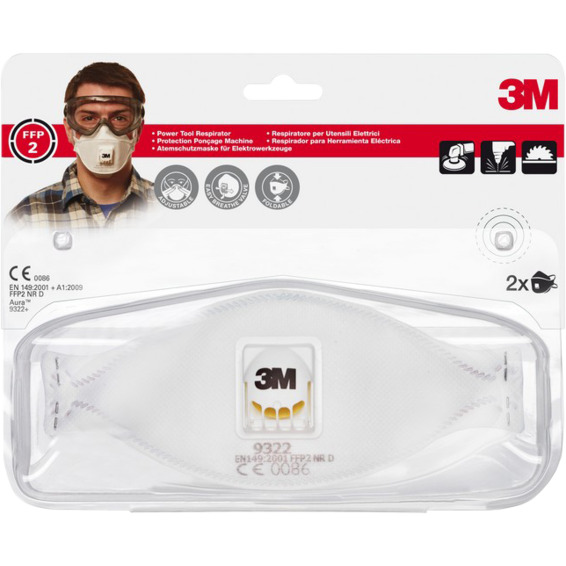 STØVMASKE 3M 9322 C2 FFP2 M/VENTIL 2 STK STØVMASKE 3M 9322 C2 FFP2 M/VENTIL 2 STK