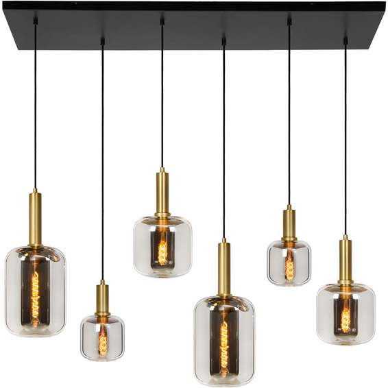 Lucide Joanet Pendellampe 6xE27 Røykfarget Glass